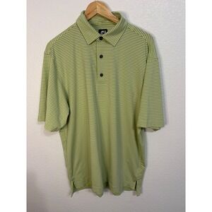 FootJoy Mens ProDry Striped Golf Polo Shirt Lime Green Grey Logo Large